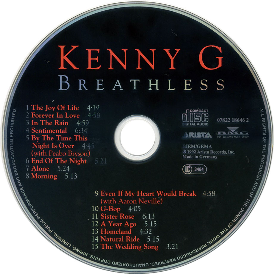 Cartula Cd de Kenny G - Breathless