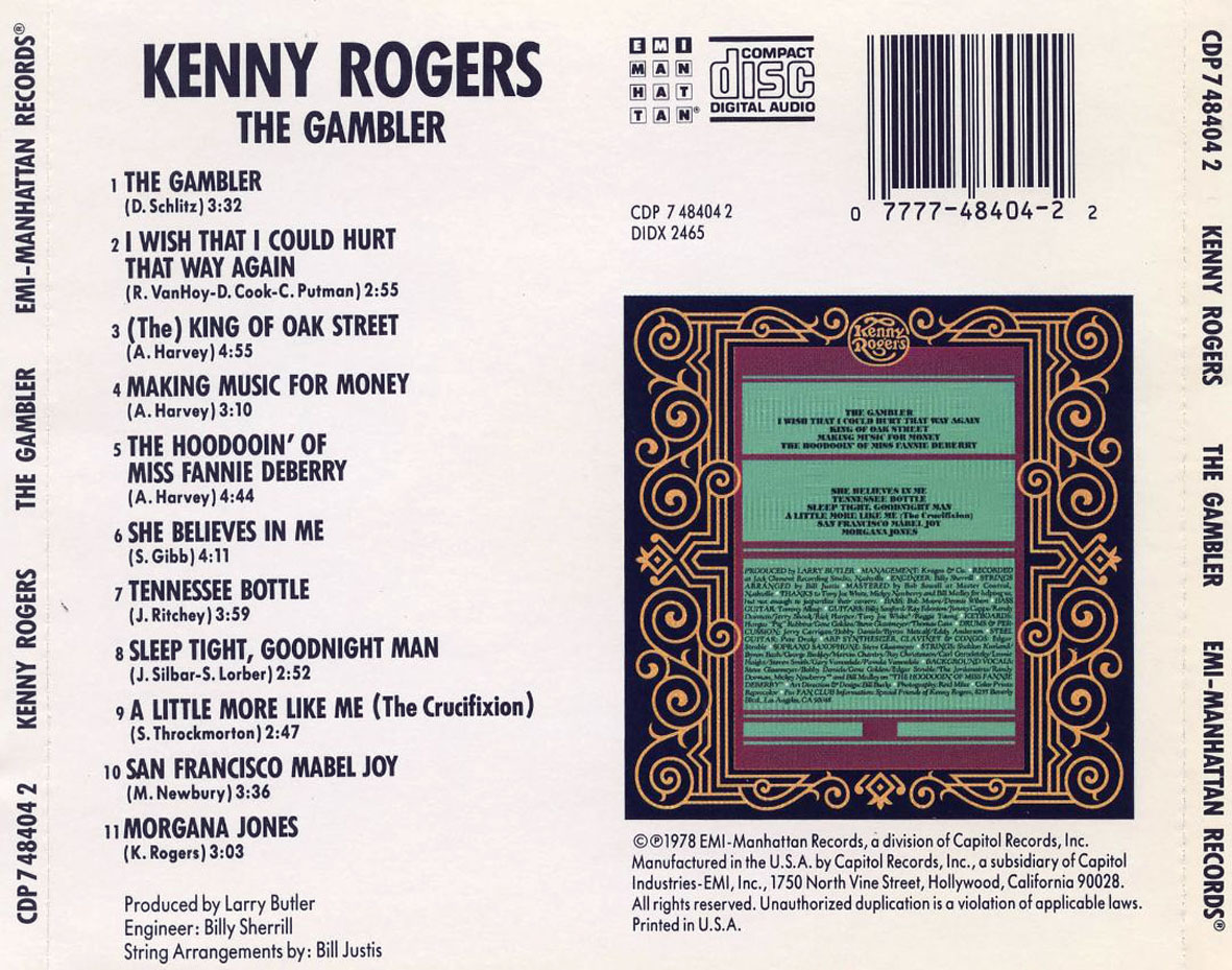 Cartula Trasera de Kenny Rogers - The Gambler