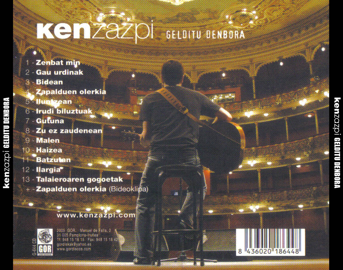 Cartula Trasera de Kenzazpi - Gelditu Denbora