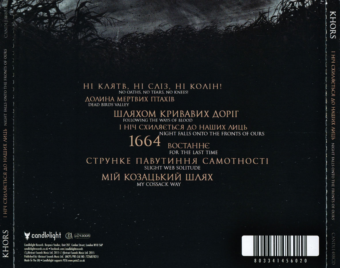 Cartula Trasera de Khors - Night Falls Onto The Fronts Of Ours