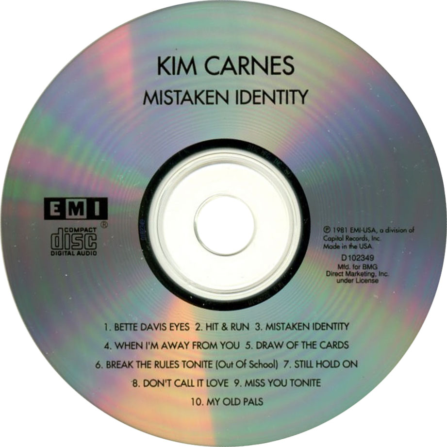 Cartula Cd de Kim Carnes - Mistaken Identity