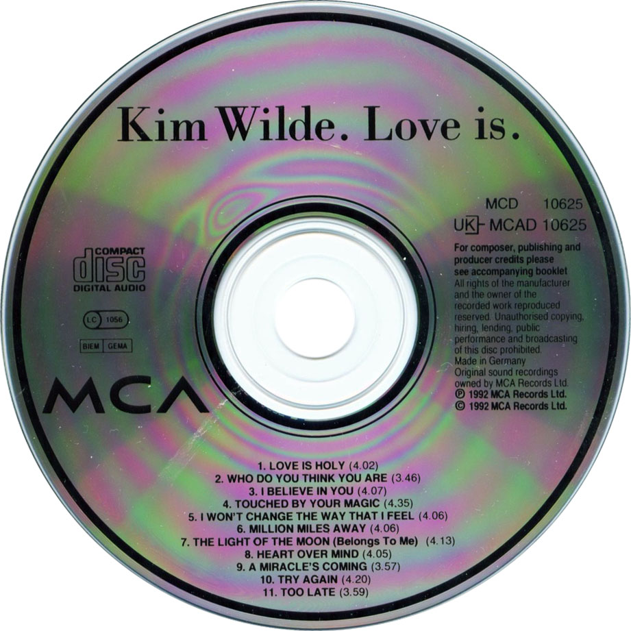 Cartula Cd de Kim Wilde - Love Is