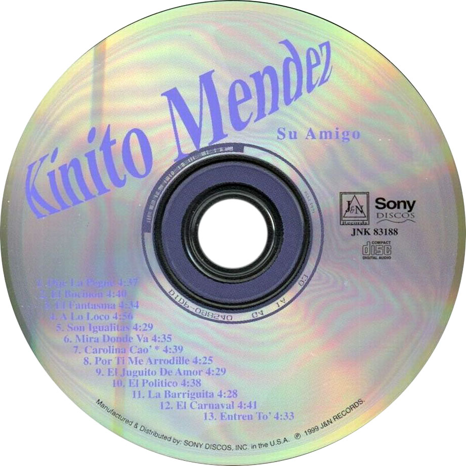 Cartula Cd de Kinito Mendez - Su Amigo