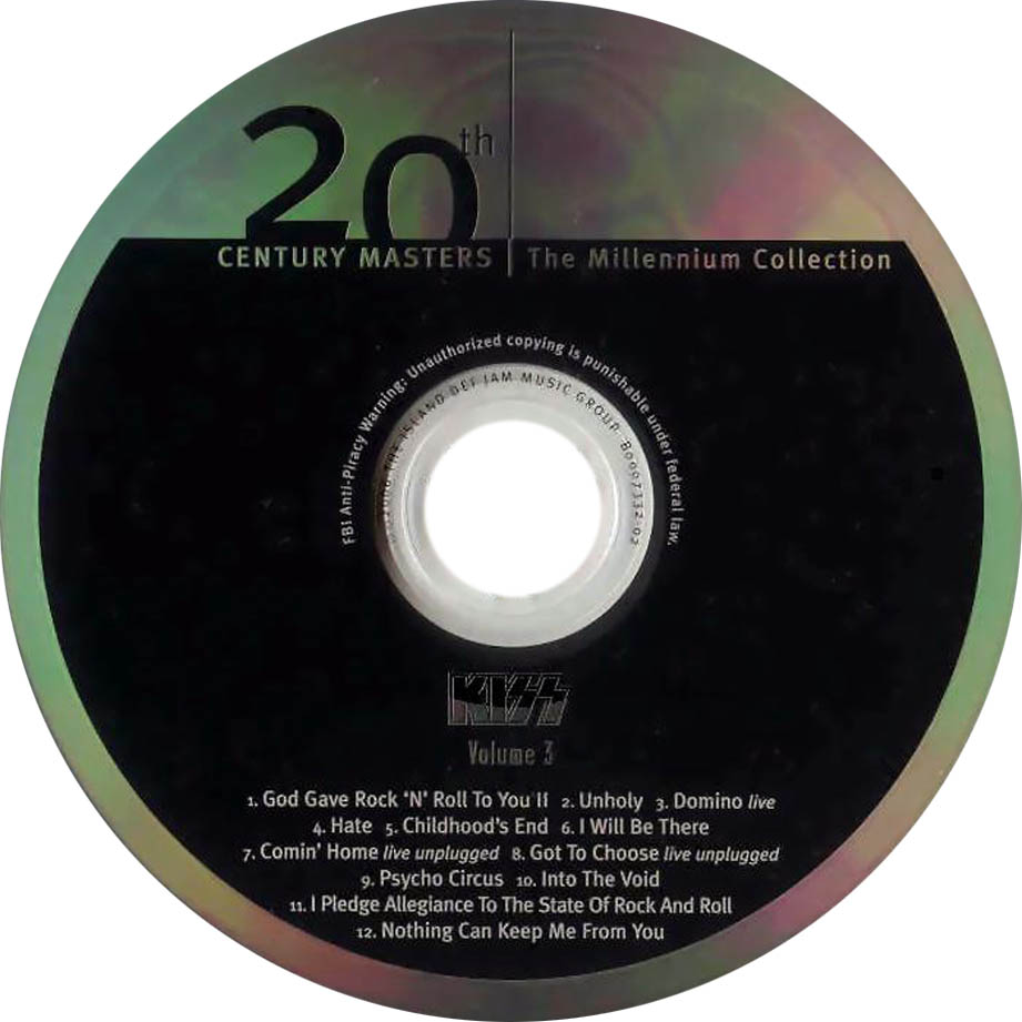 Cartula Cd de Kiss - 20th Century Masters The Millennium Collection Volume 3