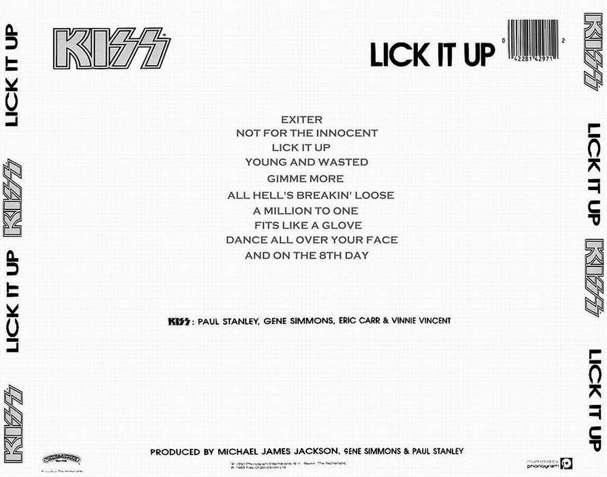 Cartula Trasera de Kiss - Lick It Up