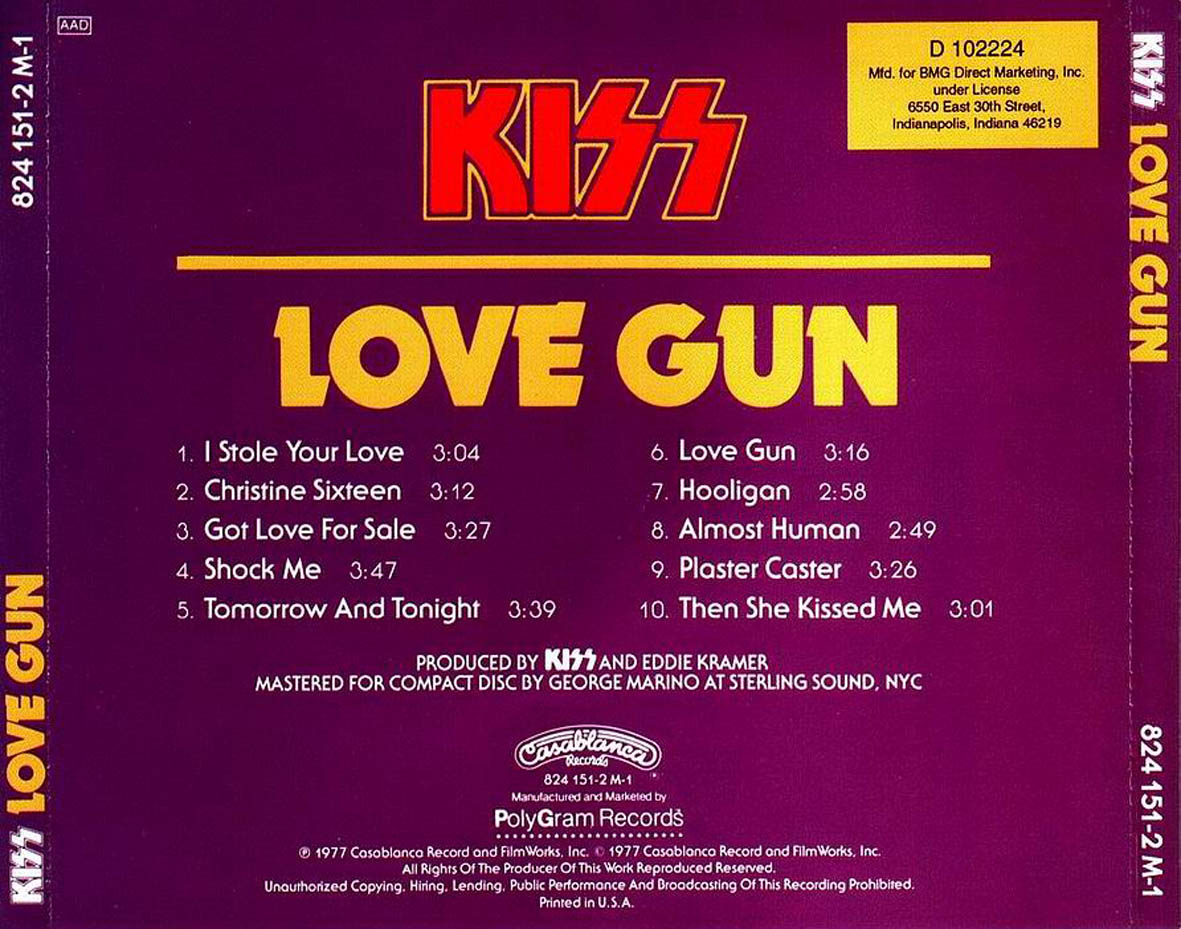 Cartula Trasera de Kiss - Love Gun