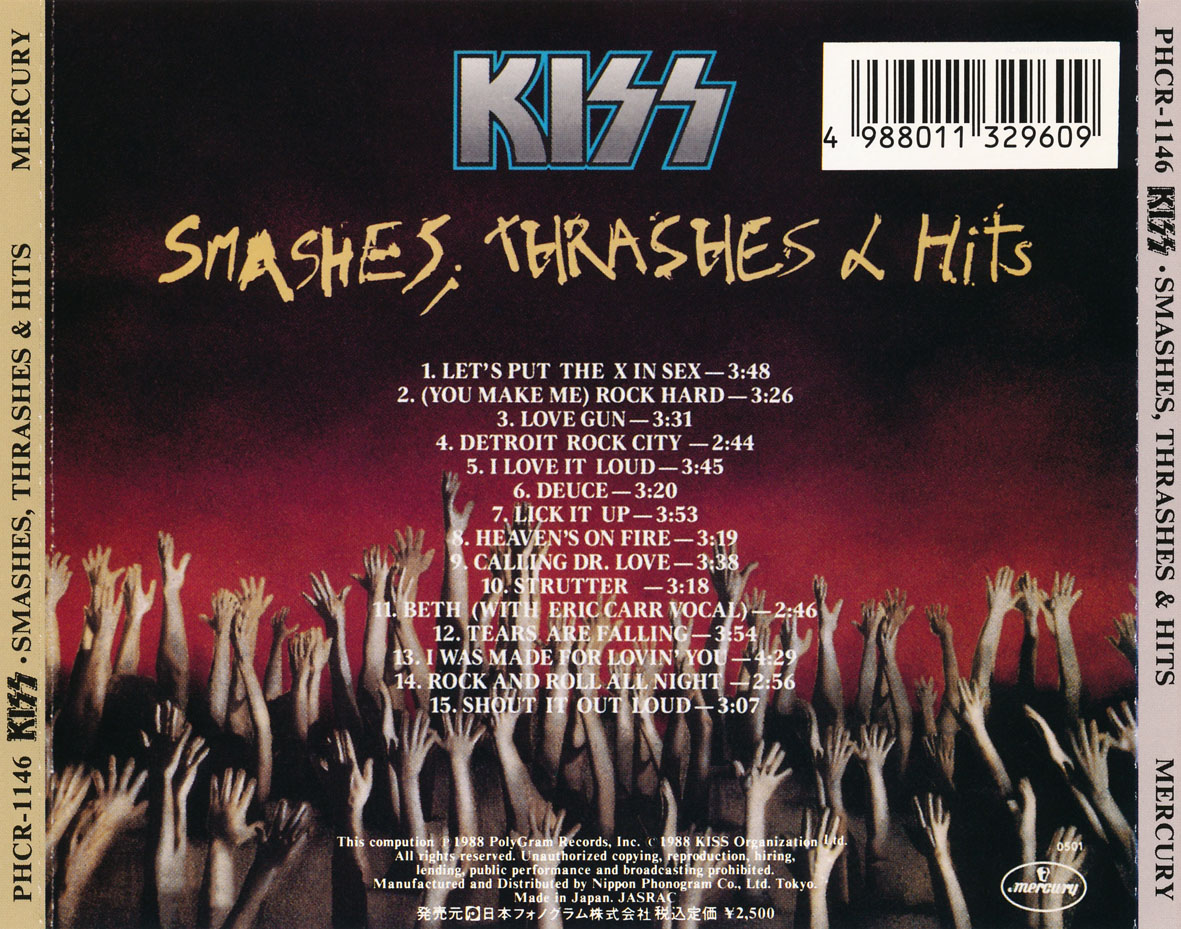 Cartula Trasera de Kiss - Smashes, Thrashes & Hits (Japan Edition)