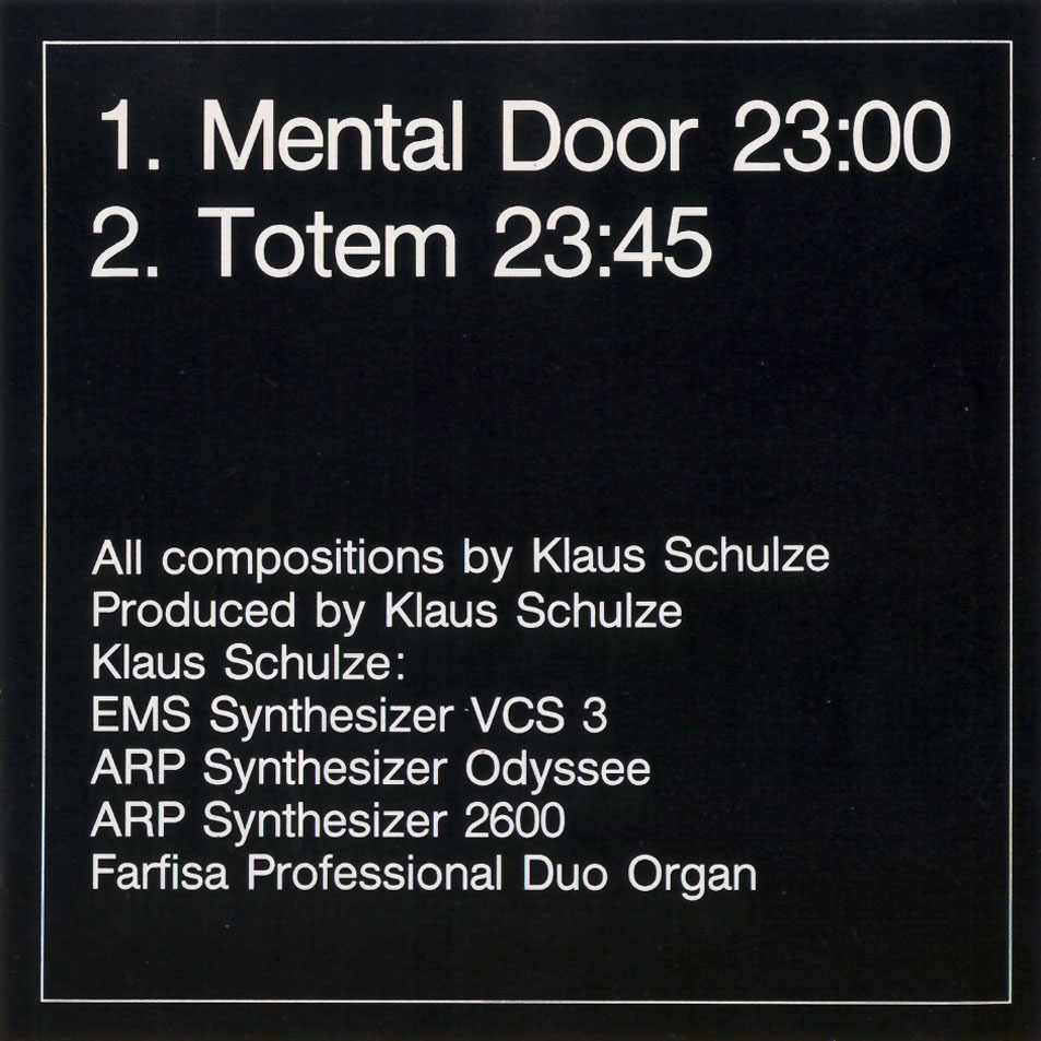Cartula Interior Frontal de Klaus Schulze - Picture Music