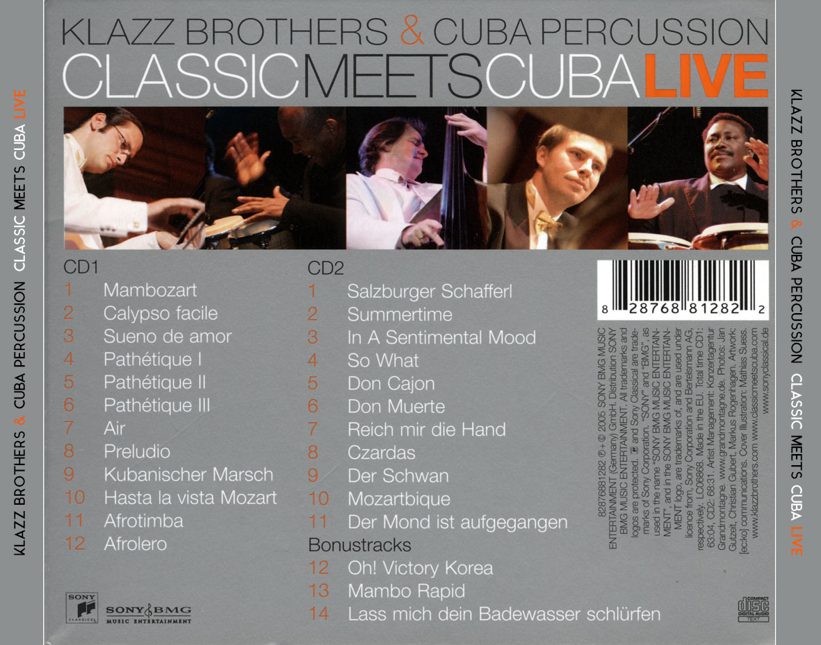 Cartula Trasera de Klazz Brothers & Cuba Percussion - Classic Meets Cuba Live