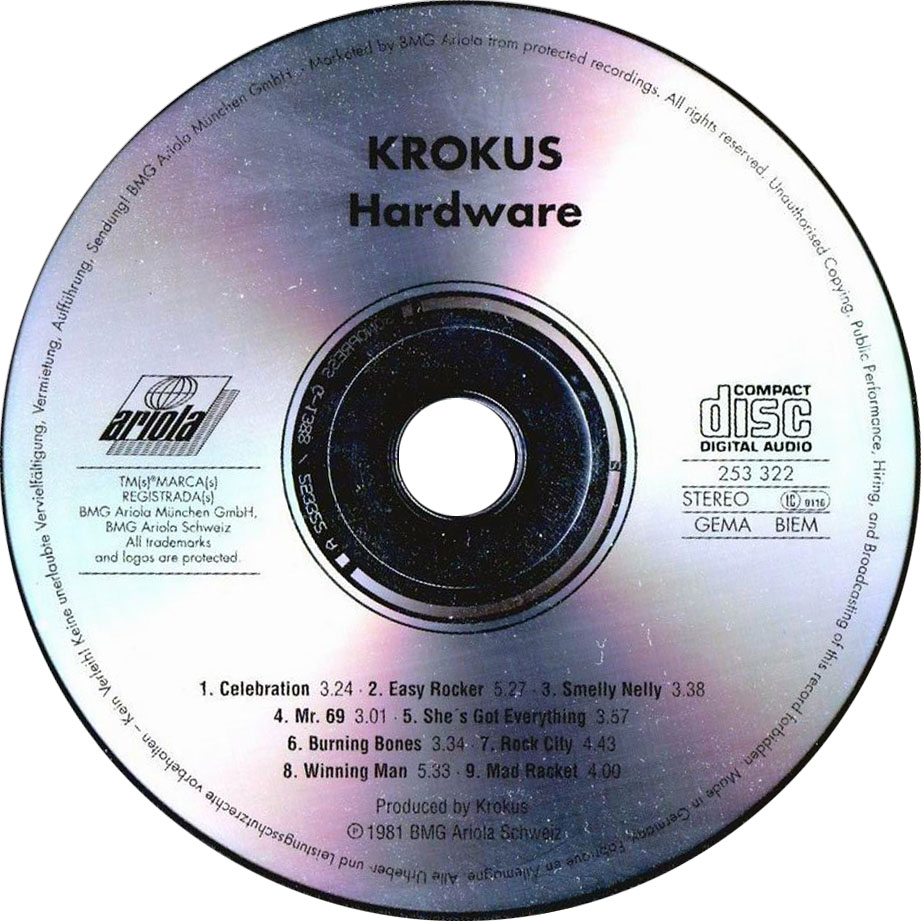 Cartula Cd de Krokus - Hardware