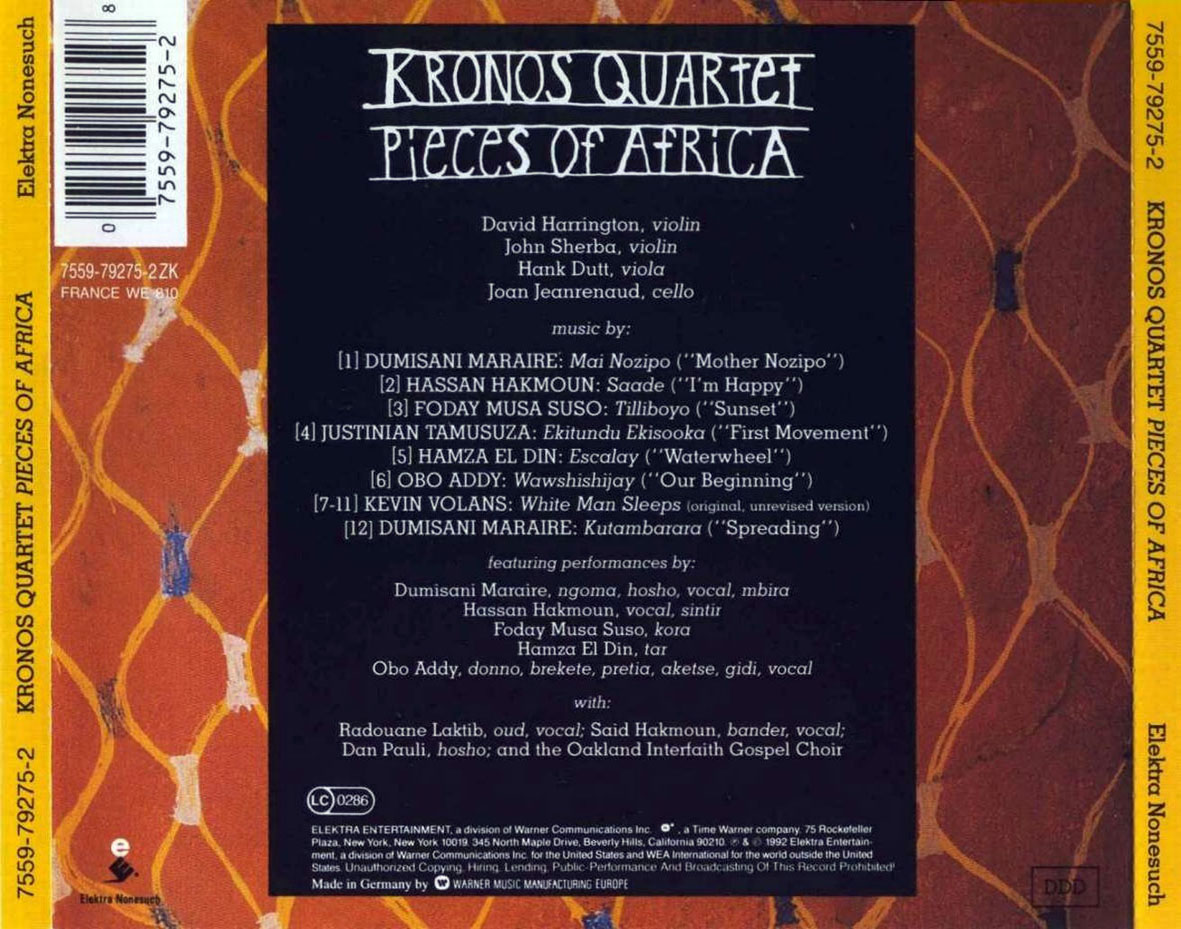 Cartula Trasera de Kronos Quartet - Pieces Of Africa