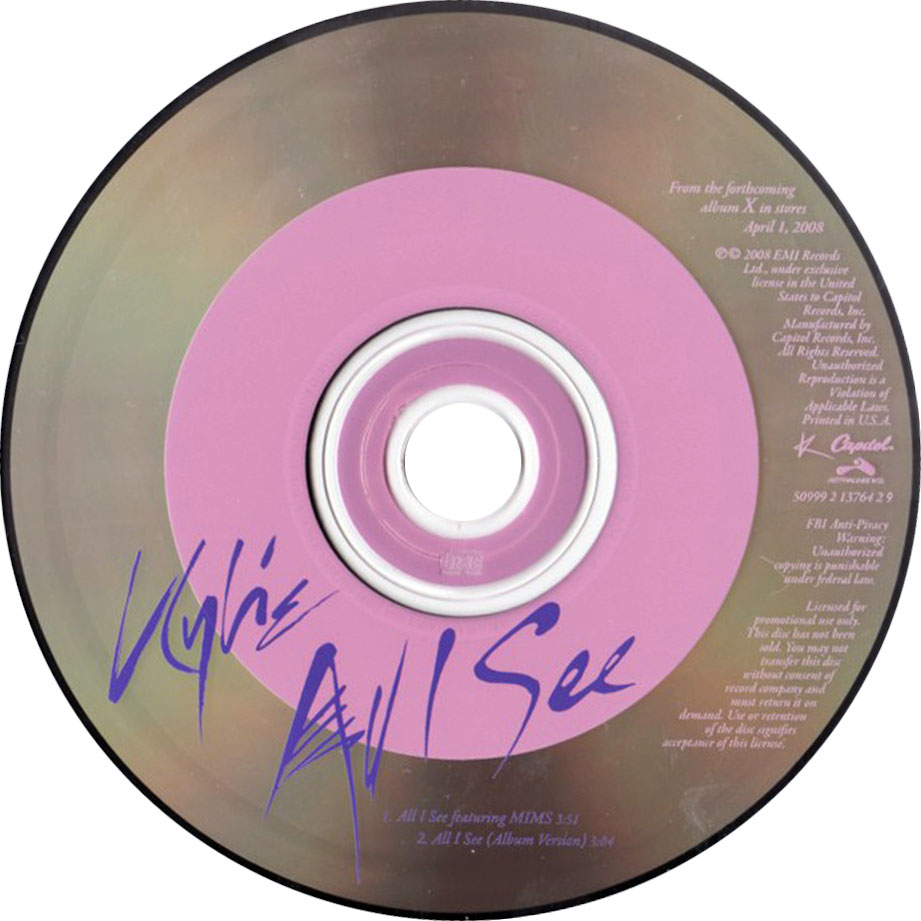 Cartula Cd de Kylie Minogue - All I See (Cd Single)