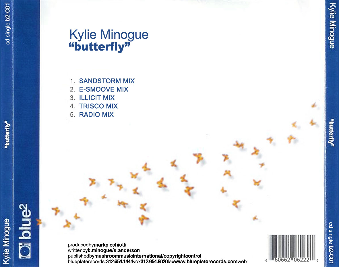 Cartula Trasera de Kylie Minogue - Butterfly (Cd Single)
