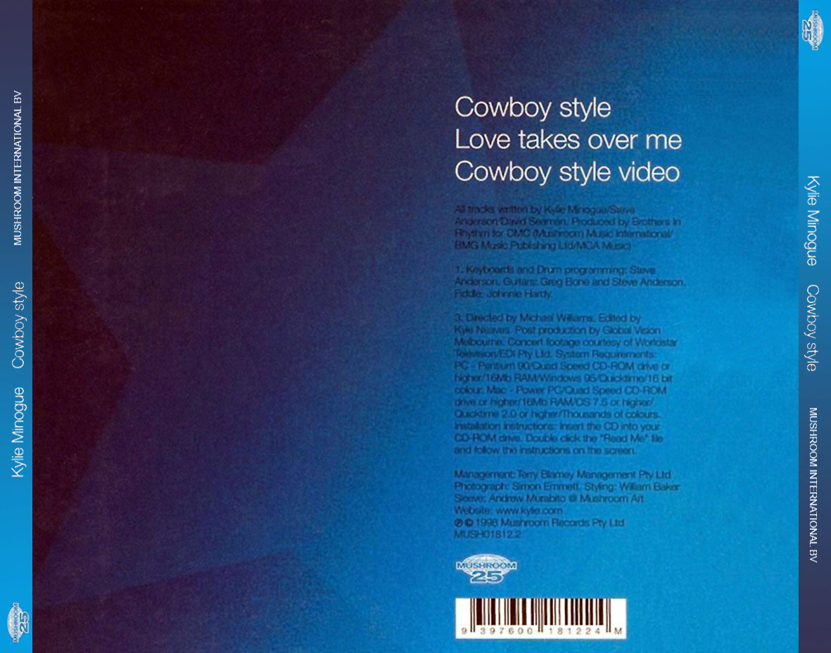 Cartula Trasera de Kylie Minogue - Cowboy Style (Cd Single)