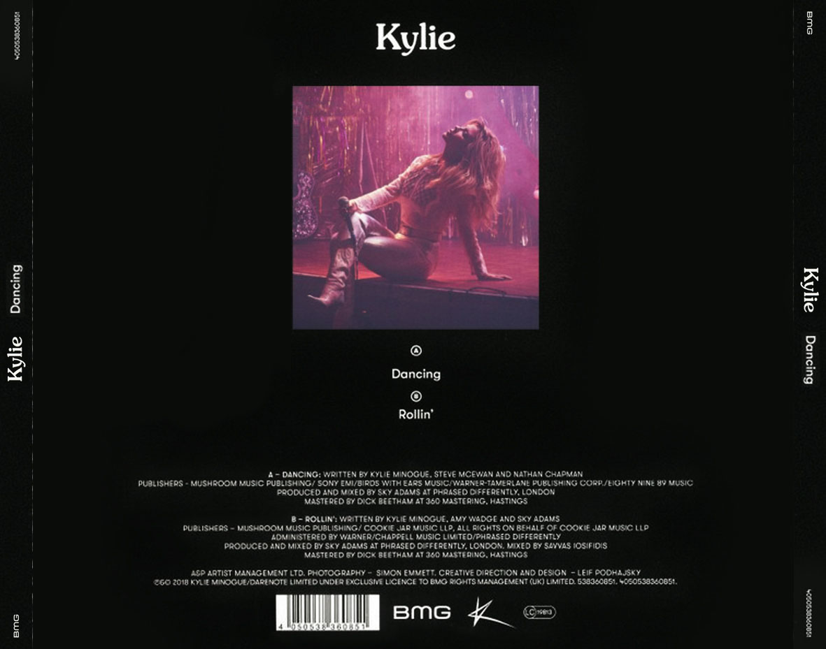 Cartula Trasera de Kylie Minogue - Dancing (Cd Single)