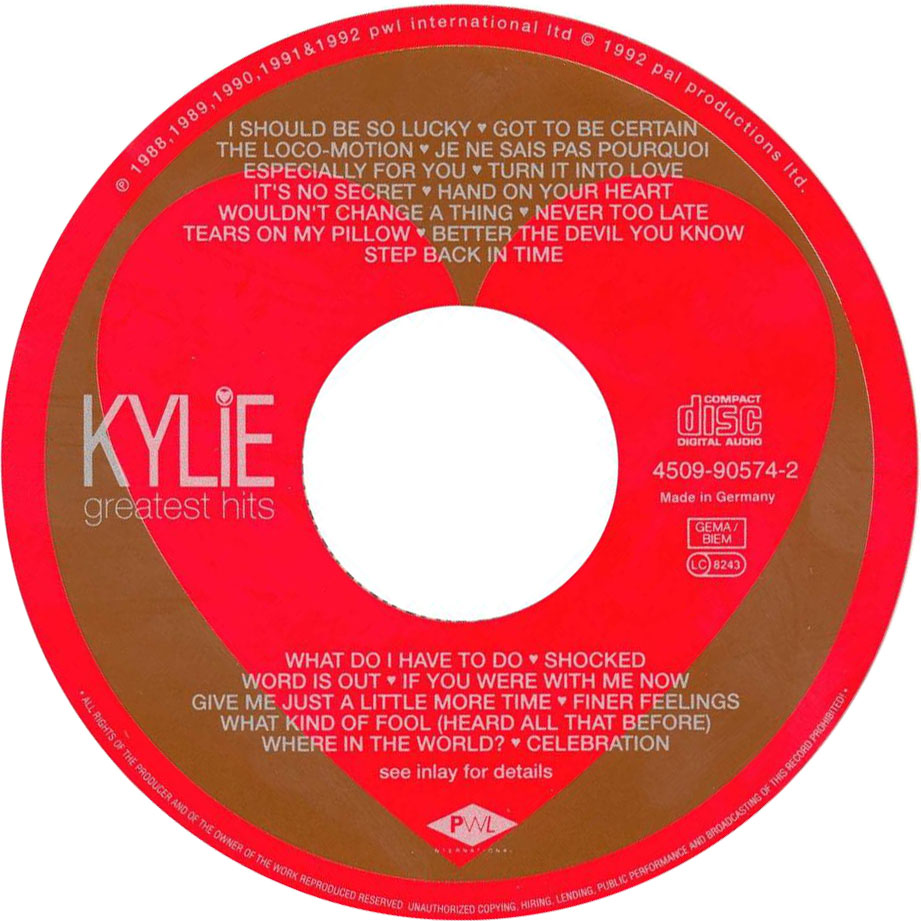 Cartula Cd de Kylie Minogue - Greatest Hits (1992)