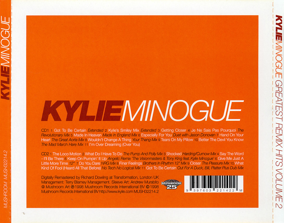 Cartula Trasera de Kylie Minogue - Greatest Remix Hits Volume 2