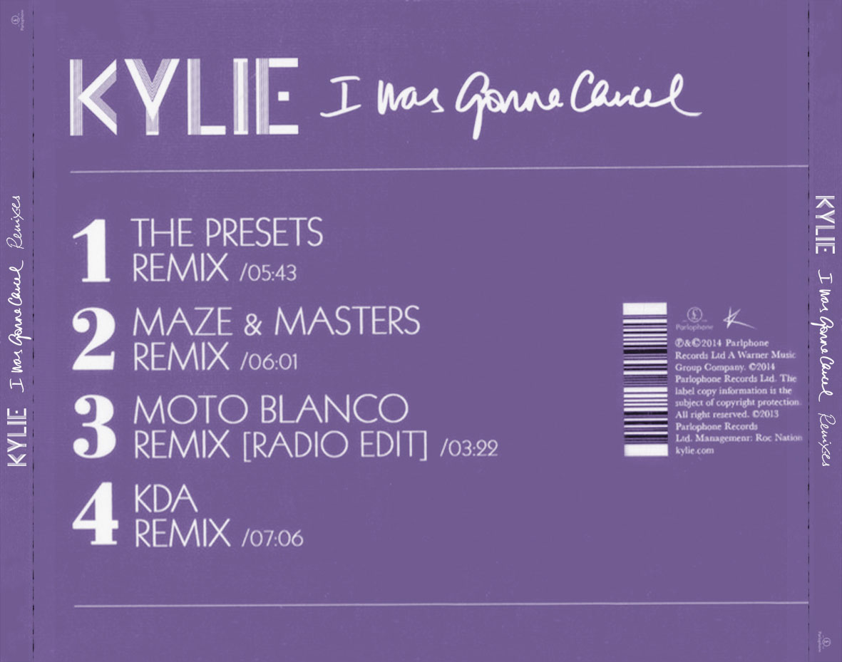 Cartula Trasera de Kylie Minogue - I Was Gonna Cancel (Remixes) (Ep)