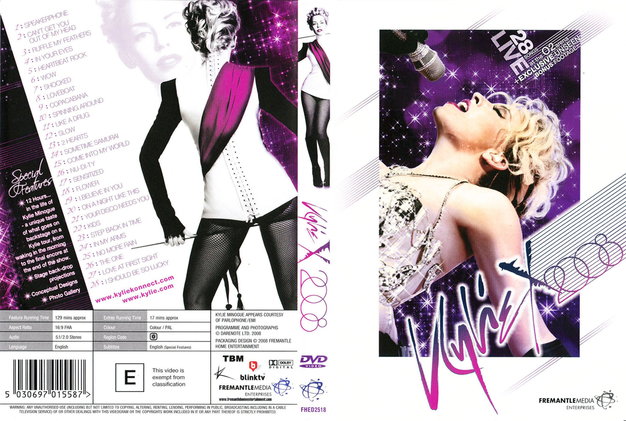Cartula Caratula de Kylie Minogue - Kyliex2008 (Dvd)