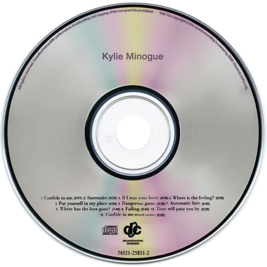 Cartula Cd de Kylie Minogue - Kylie Minogue (Canadian Edition)