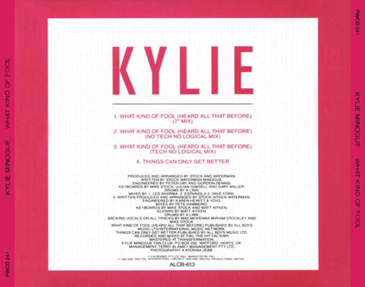 Cartula Trasera de Kylie Minogue - What Kind Of Fool (Cd Single)