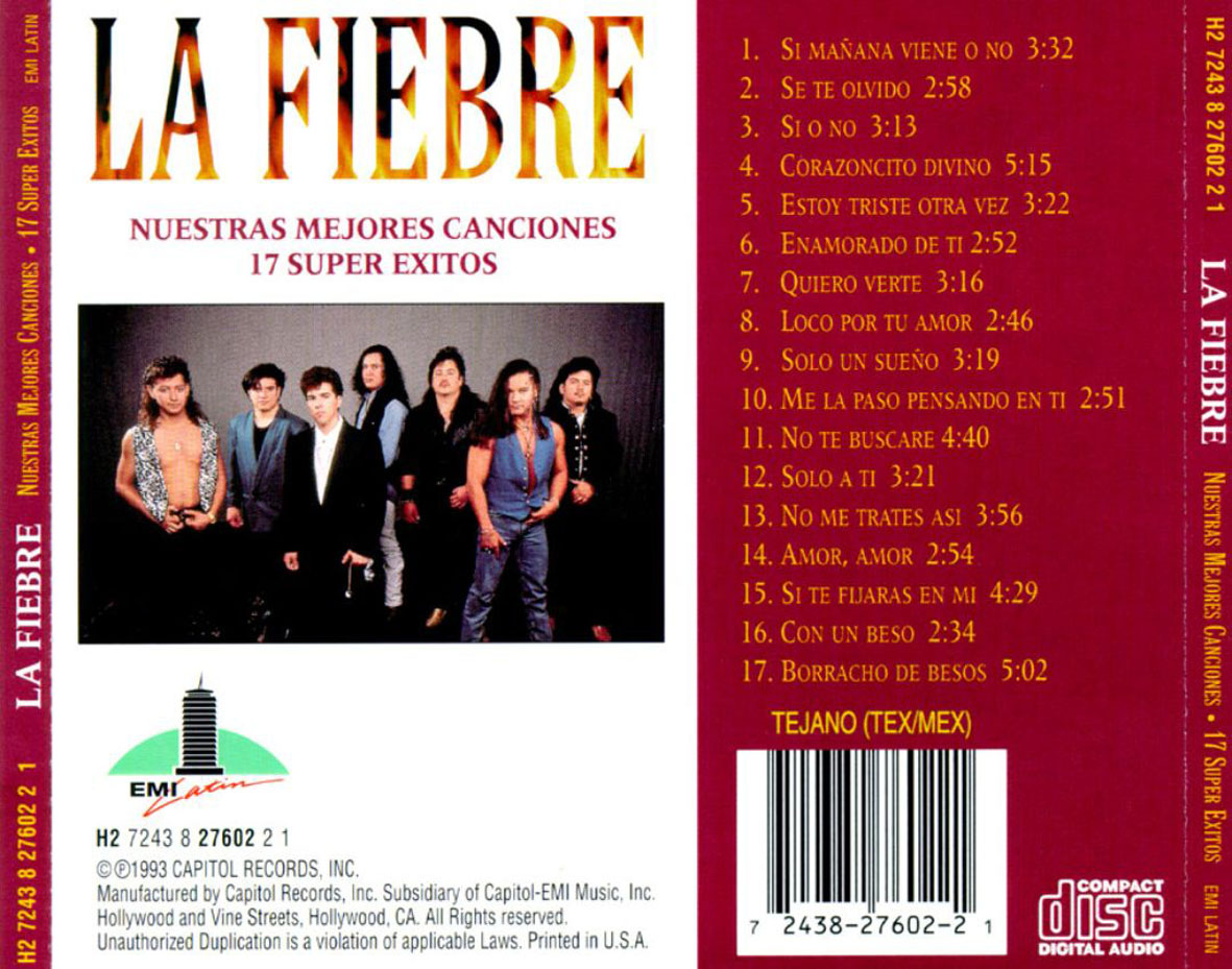 Cartula Trasera de La Fiebre - Nuestras Mejores Canciones: 17 Super Exitos