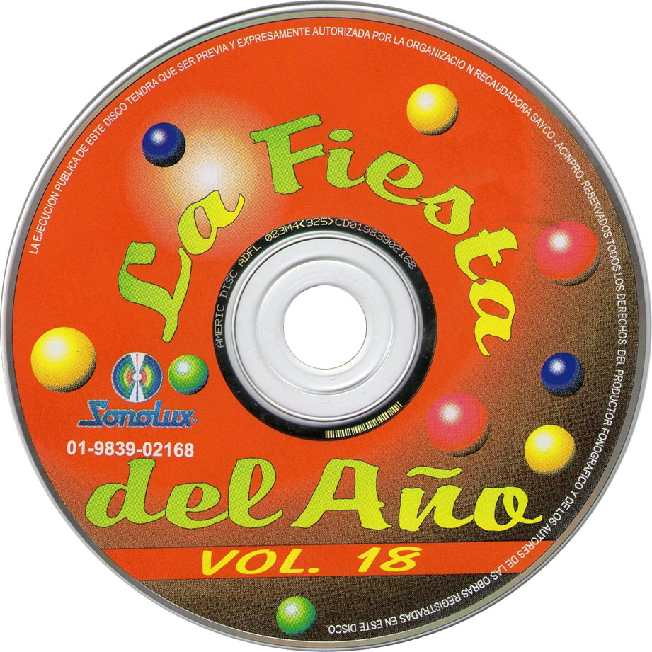 Cartula Cd de La Fiesta Del Ao Volumen 18