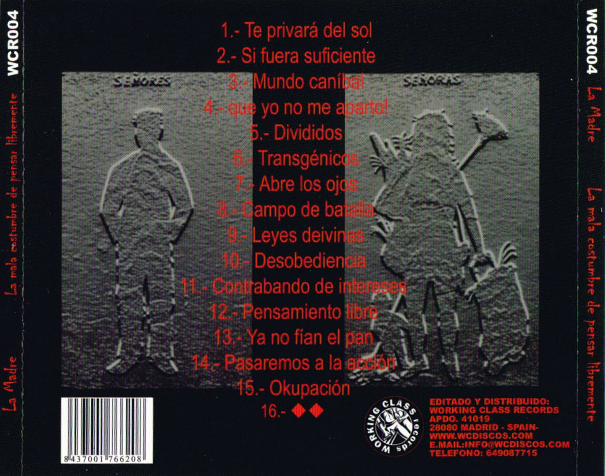 Cartula Trasera de La Madre - La Mala Costumbre De Pensar Libremente