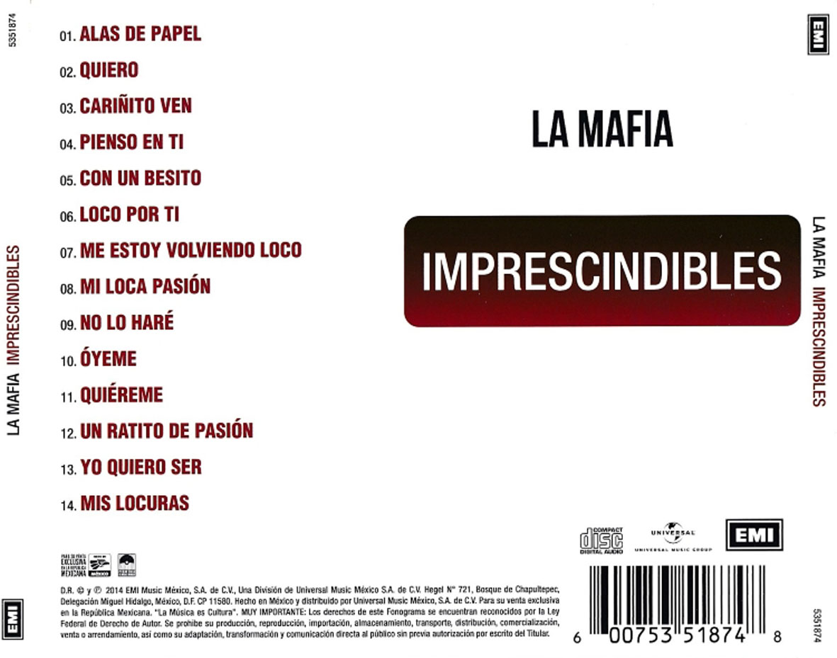 Cartula Trasera de La Mafia - Imprescindibles