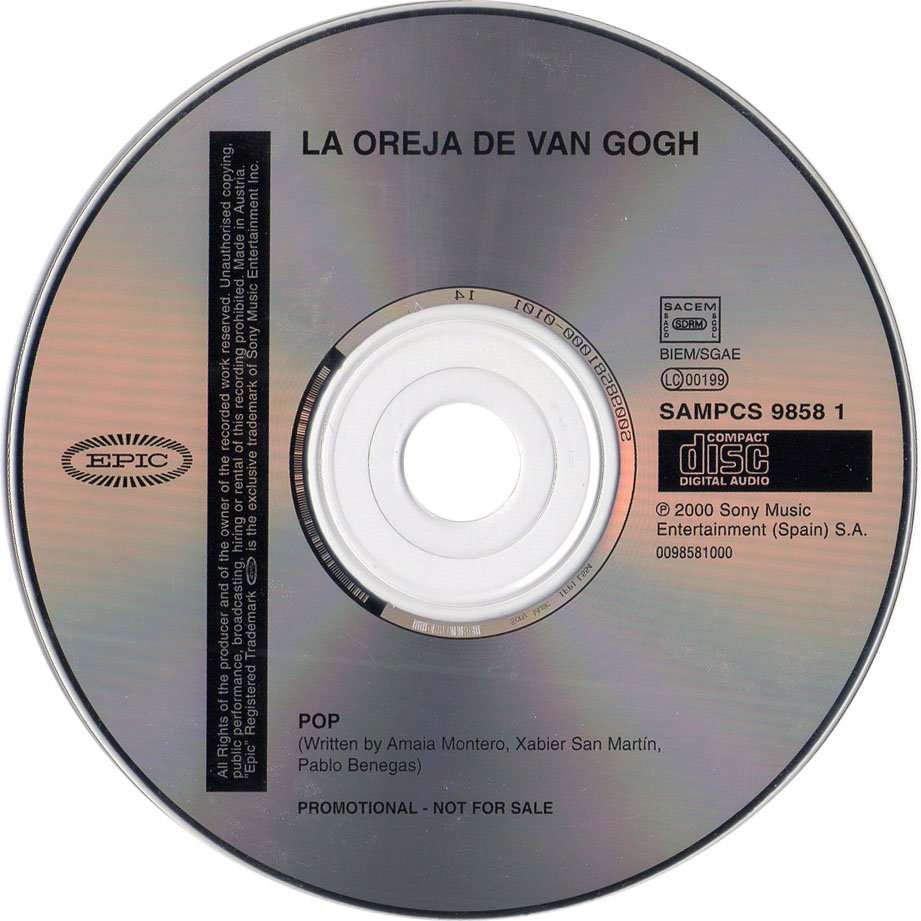 Cartula Cd de La Oreja De Van Gogh - Pop (Cd Single)
