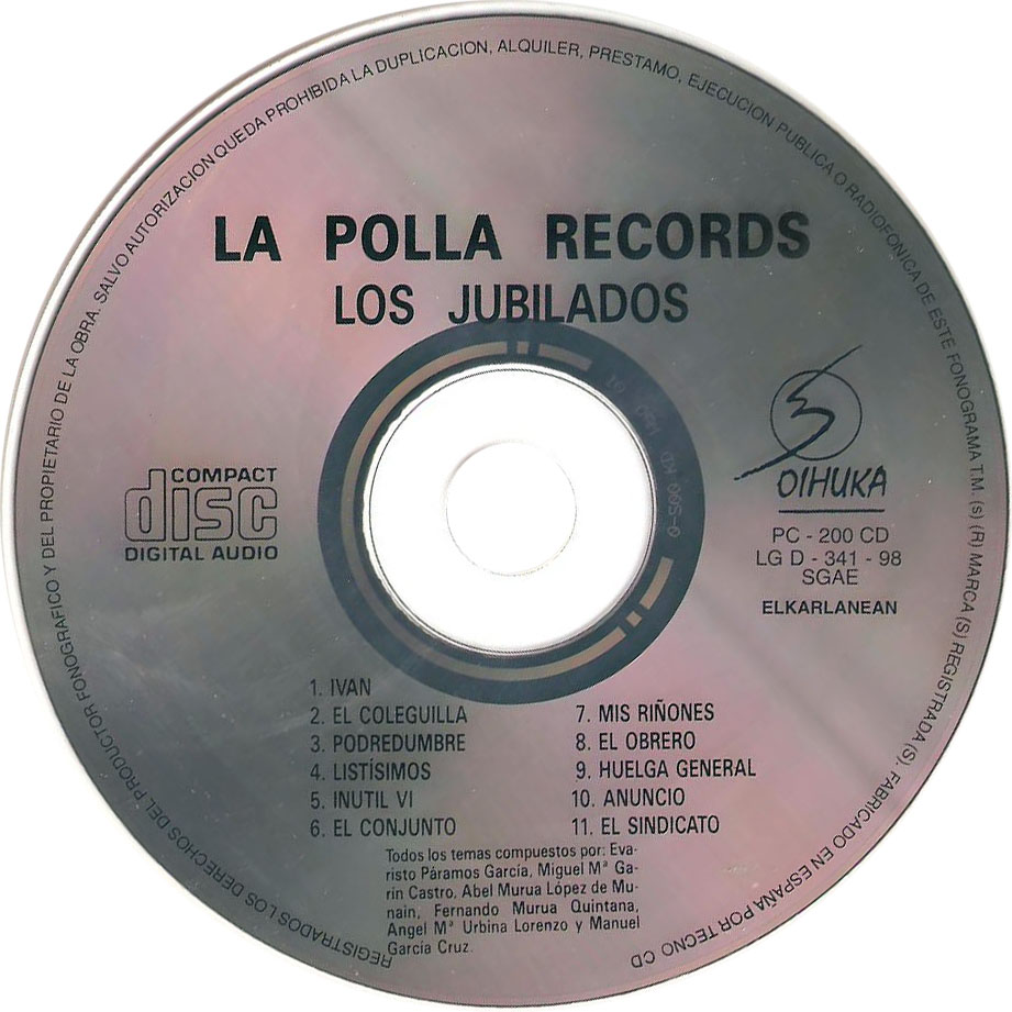 Cartula Cd de La Polla Records - Los Jubilados