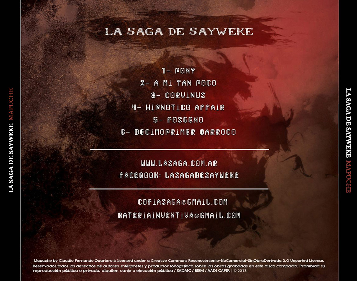 Cartula Trasera de La Saga De Sayweke - Mapuche (Ep)