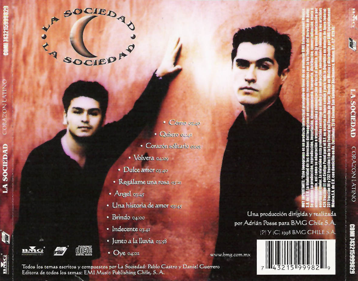 Cartula Trasera de La Sociedad - Corazon Latino