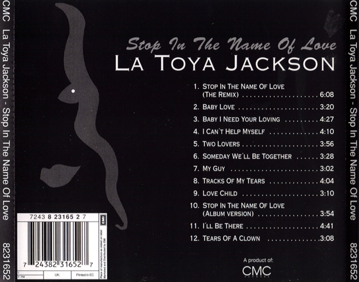 Cartula Trasera de La Toya Jackson - Stop In The Name Of Love