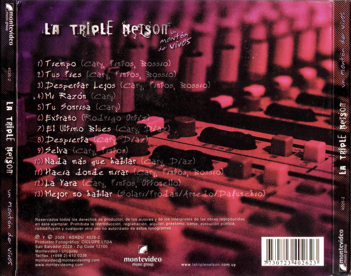 Cartula Trasera de La Triple Nelson - Un Monton De Vivos