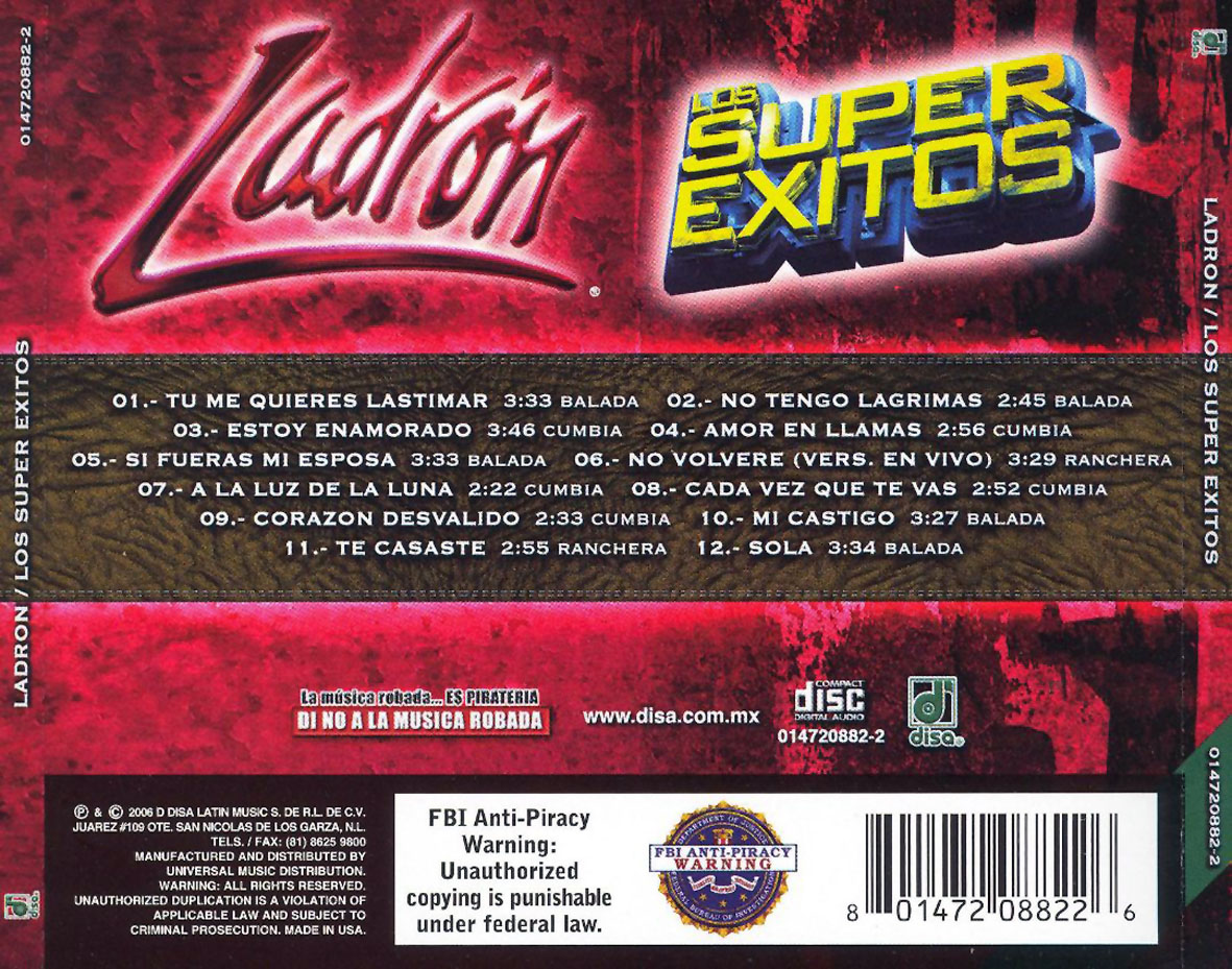 Cartula Trasera de Ladron - Los Super Exitos