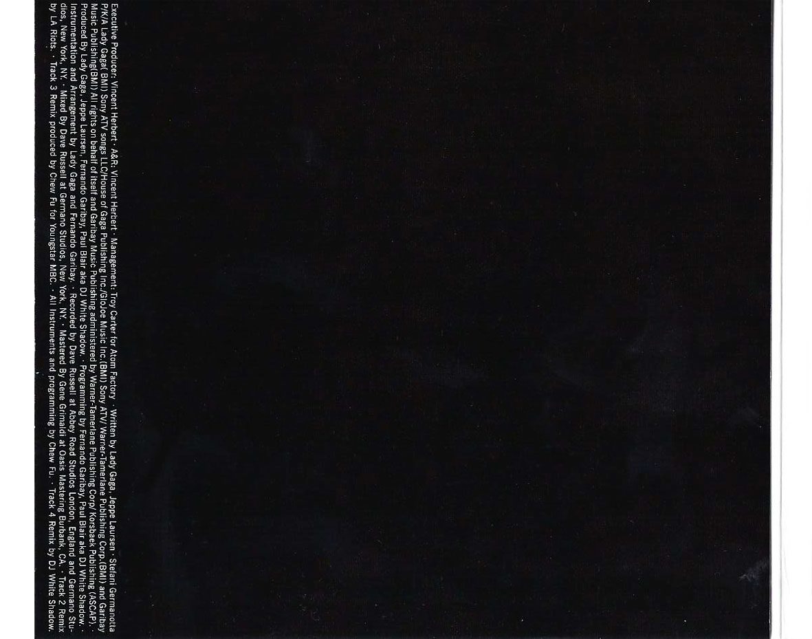 Cartula Interior Trasera de Lady Gaga - Born This Way (The Remixes Part 1) (Cd Single)