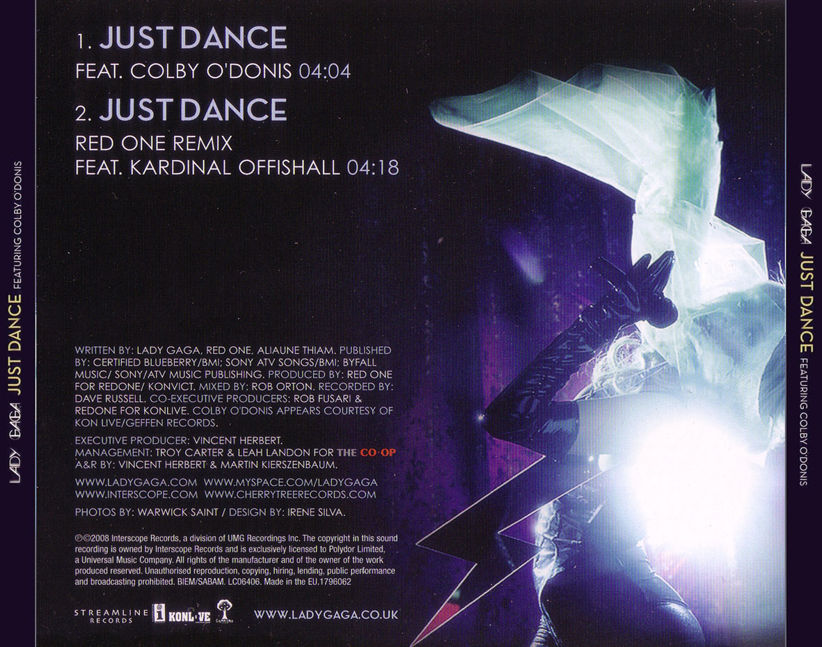 Cartula Trasera de Lady Gaga - Just Dance (Featuring Colby O'donis) (Cd Single) (Reino Unido)