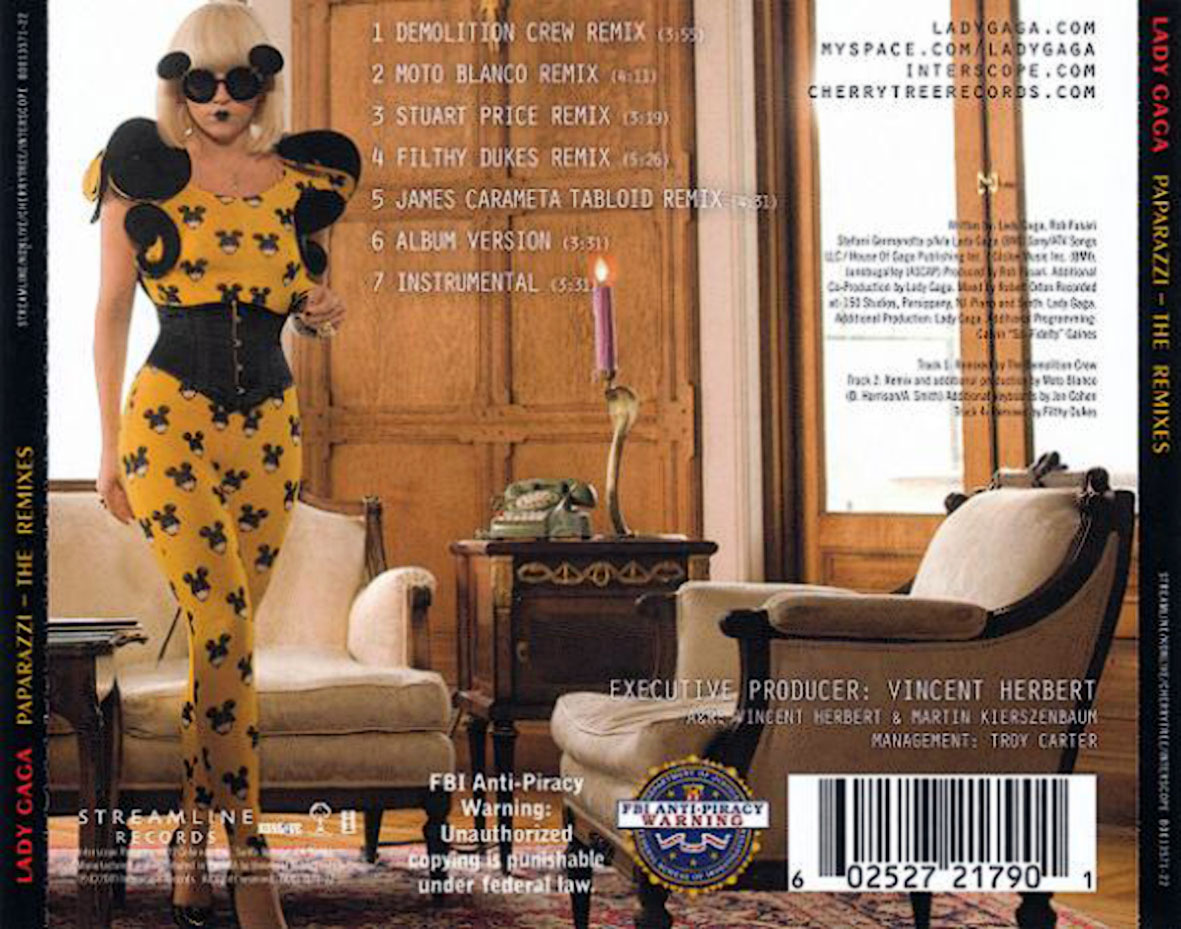 Cartula Trasera de Lady Gaga - Paparazzi (The Remixes) (Cd Single)