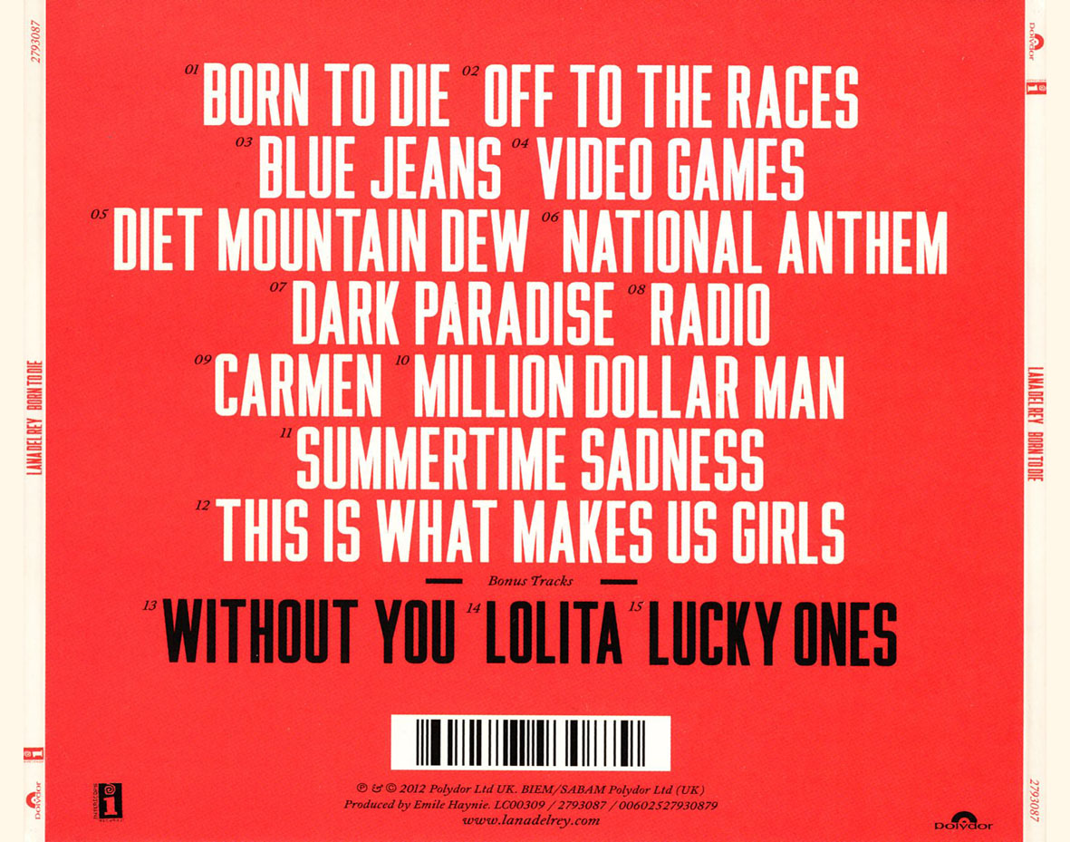Cartula Trasera de Lana Del Rey - Born To Die (Deluxe Edition)