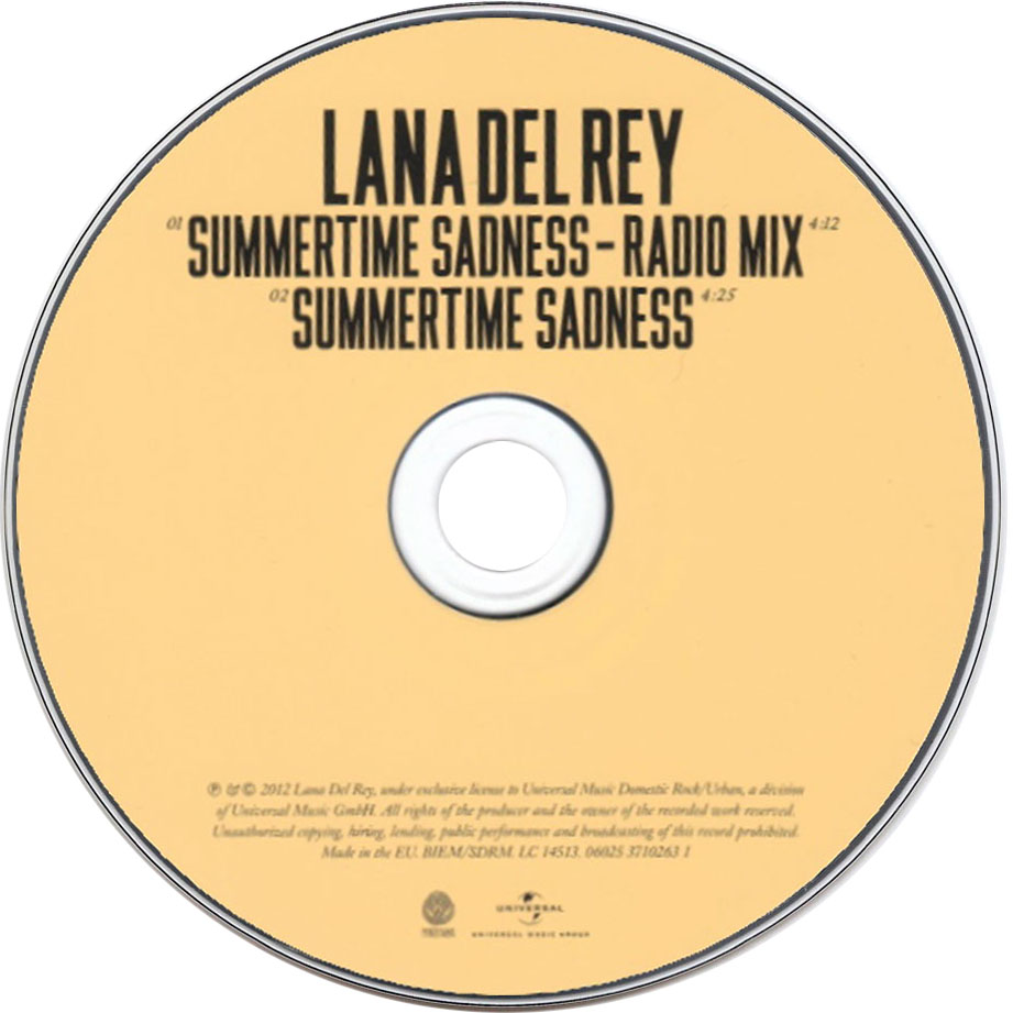 Cartula Cd de Lana Del Rey - Summertime Sadness (Cd Single)