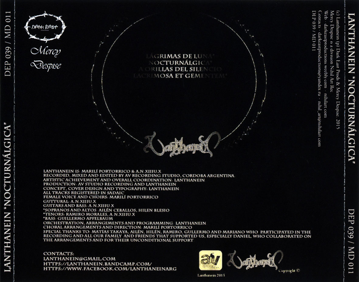 Cartula Trasera de Lanthanein - Nocturnalgica (Ep)