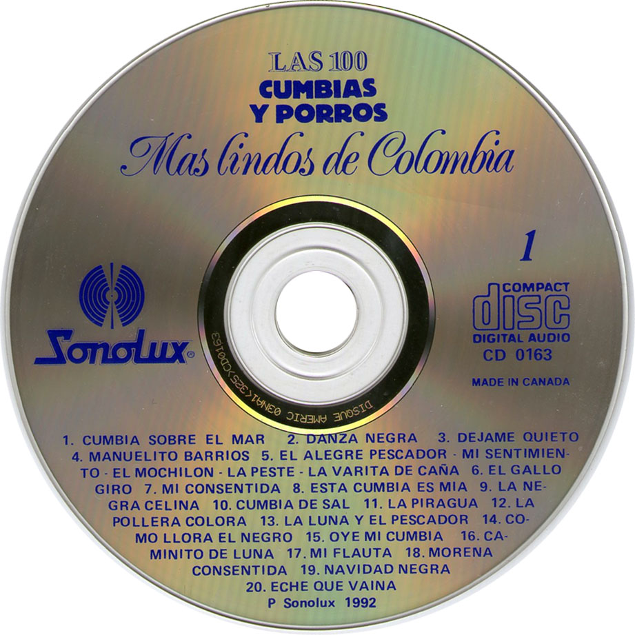 Cartula Cd de Las 100 Cumbias Y Porros Mas Lindos De Colombia 2