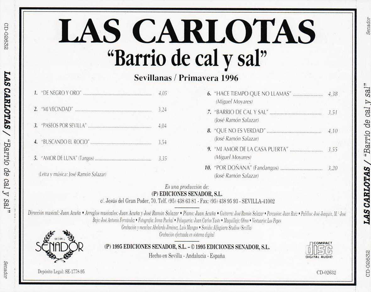 Cartula Trasera de Las Carlotas - Barrio De Cal Y Sal