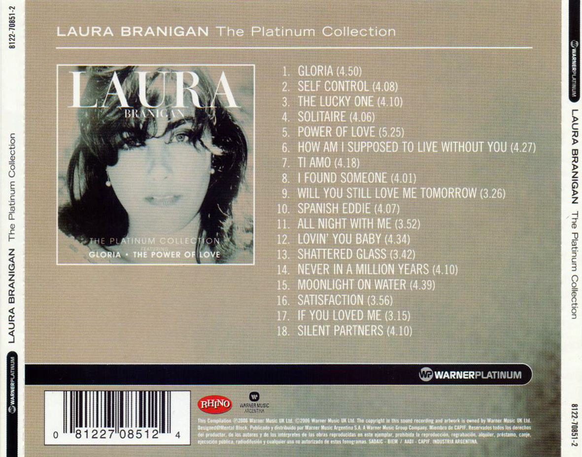 Cartula Trasera de Laura Branigan - The Platinum Collection