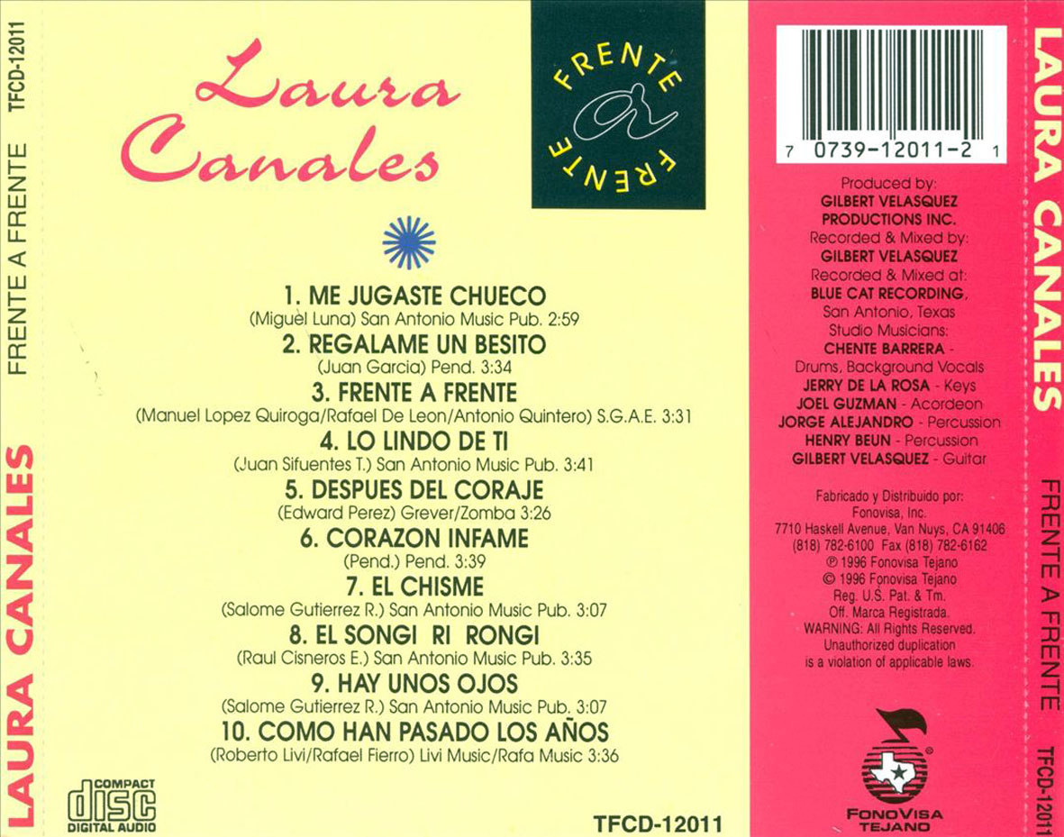 Cartula Trasera de Laura Canales - Frente A Frente