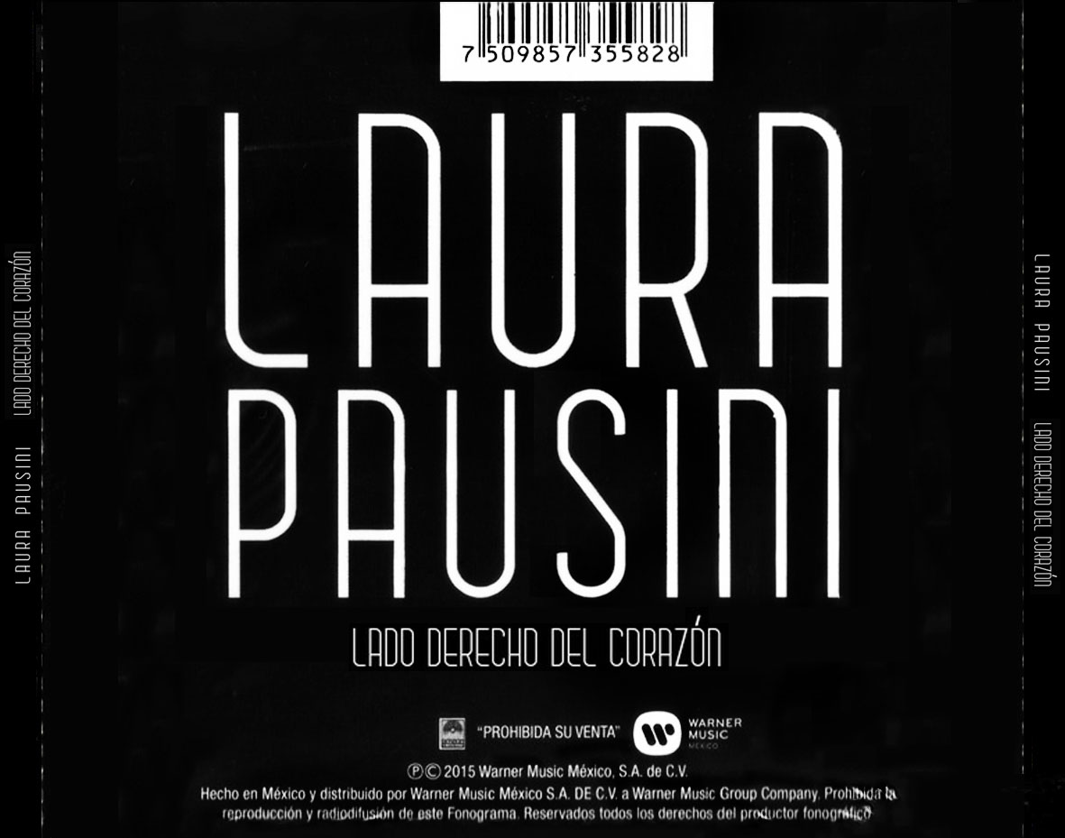 Cartula Trasera de Laura Pausini - Lado Derecho Del Corazon (Cd Single)