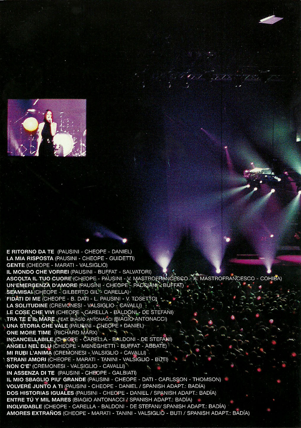 Cartula Interior Trasera de Laura Pausini - Live 2001 2002 World Tour (Dvd)