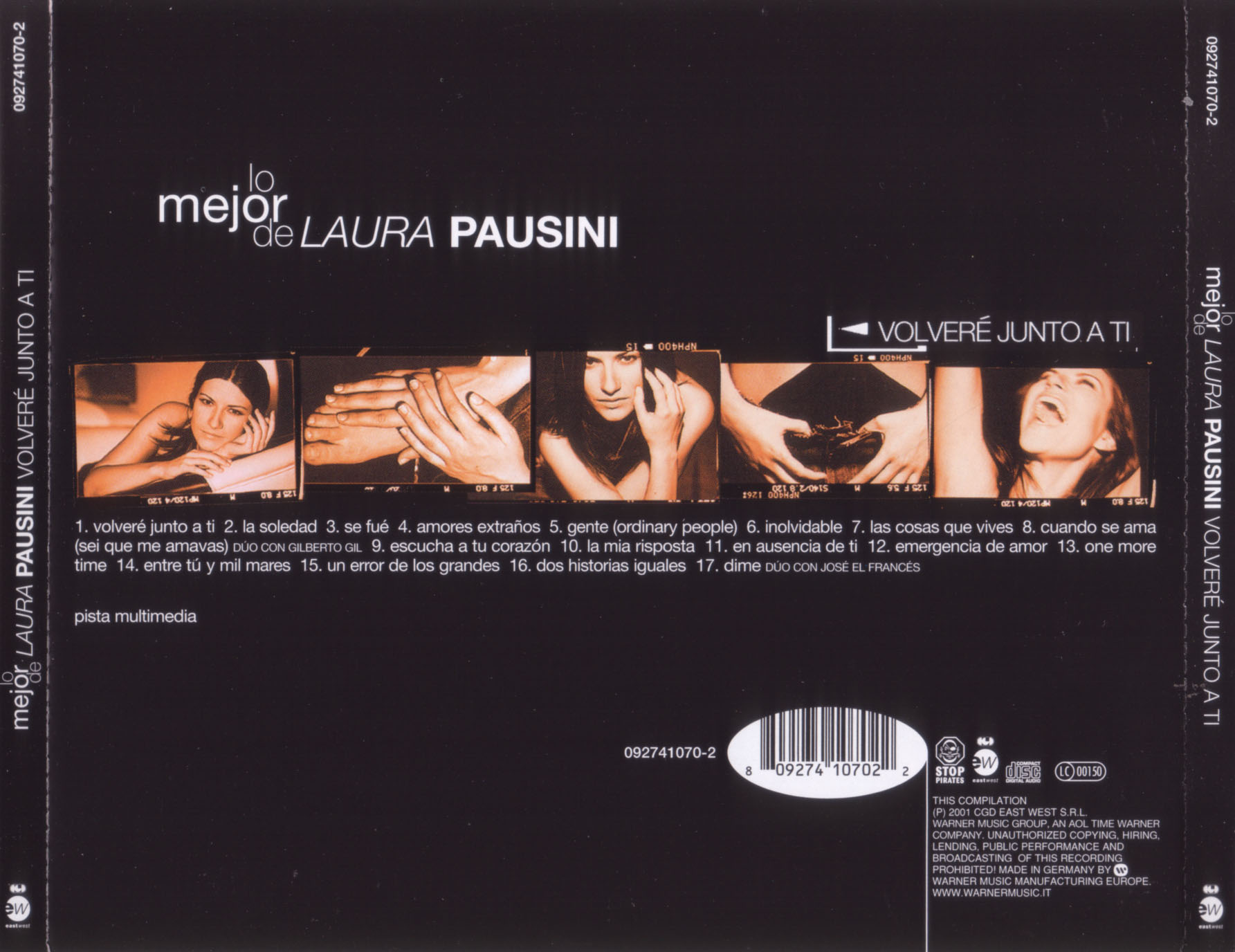 Cartula Trasera de Laura Pausini - Volvere Junto A Ti (Lo Mejor De Laura Pausini)