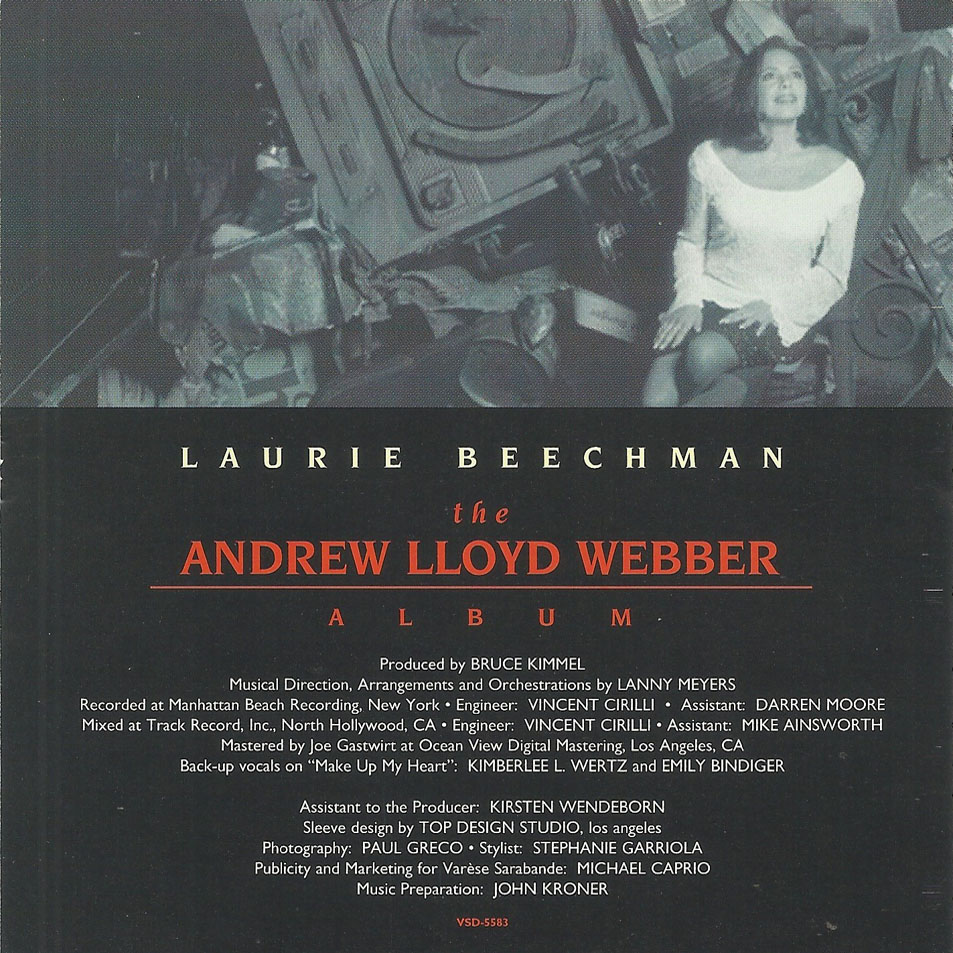 Cartula Interior Frontal de Laurie Beechman - The Andrew Lloyd Webber Album